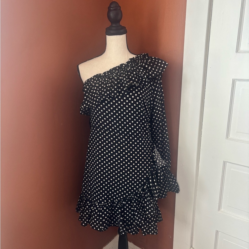 Nasty Gal Black and White Polka Dot Dress